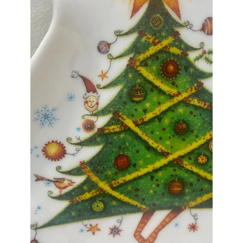 Royal Worcester Clare Mackie Christmas Tree Plate Platter Serving Dish 2005